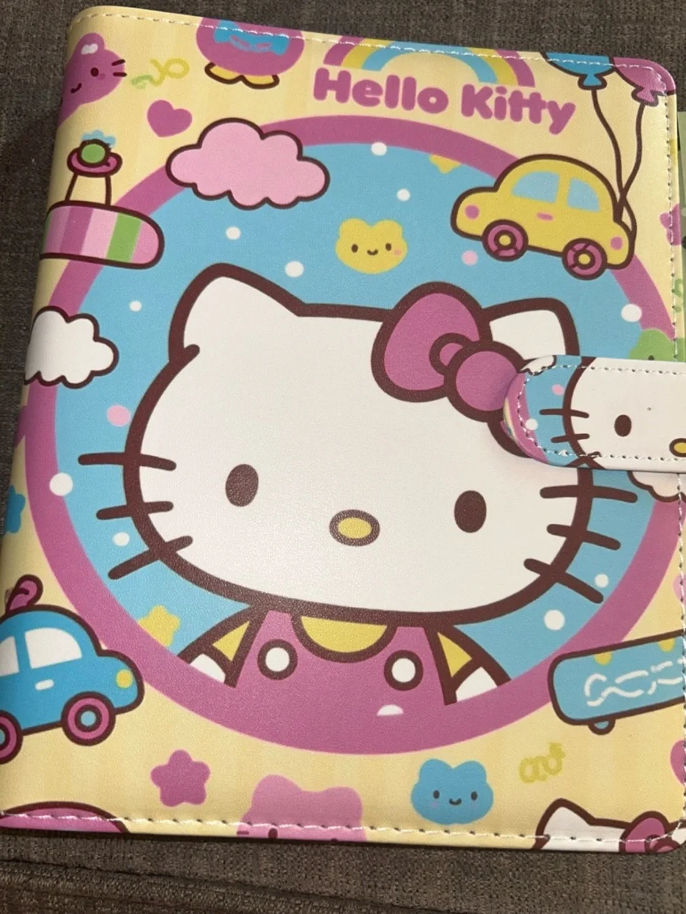 Hello Kitty Pastel Yellow Pink Blue Kids A5 Binder with Floral Inserts